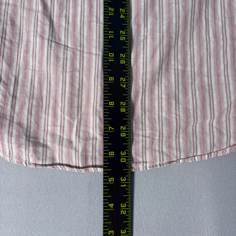 Polo Ralph Lauren Mens Large Pink White Striped Long Sleeve Button Down Shirt